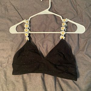 FOREVER 21 Black Flower Bralette